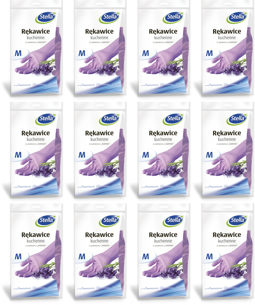 12x Rękawice kuchenne Stella, rozmiar M, lawendowe, 1 para, fioletowy