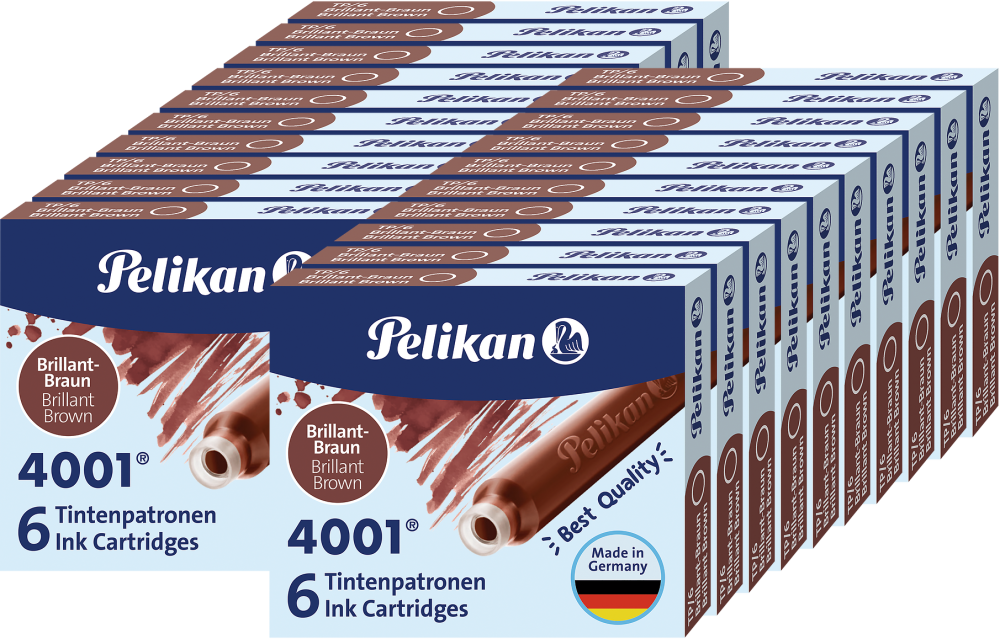 20x Naboje atramentowe krótkie Pelikan, 6 sztuk, brązowy