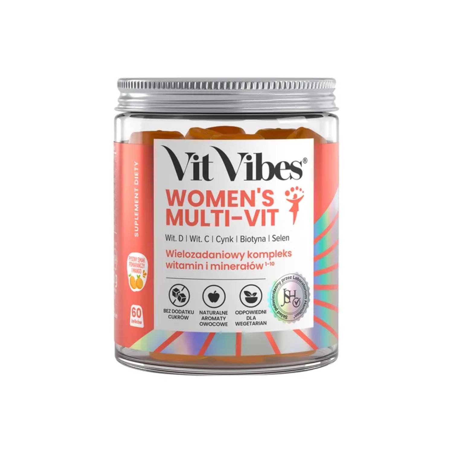 Vit vibes women's multi-vit, smak pomarańcza-mango, 60 żelek