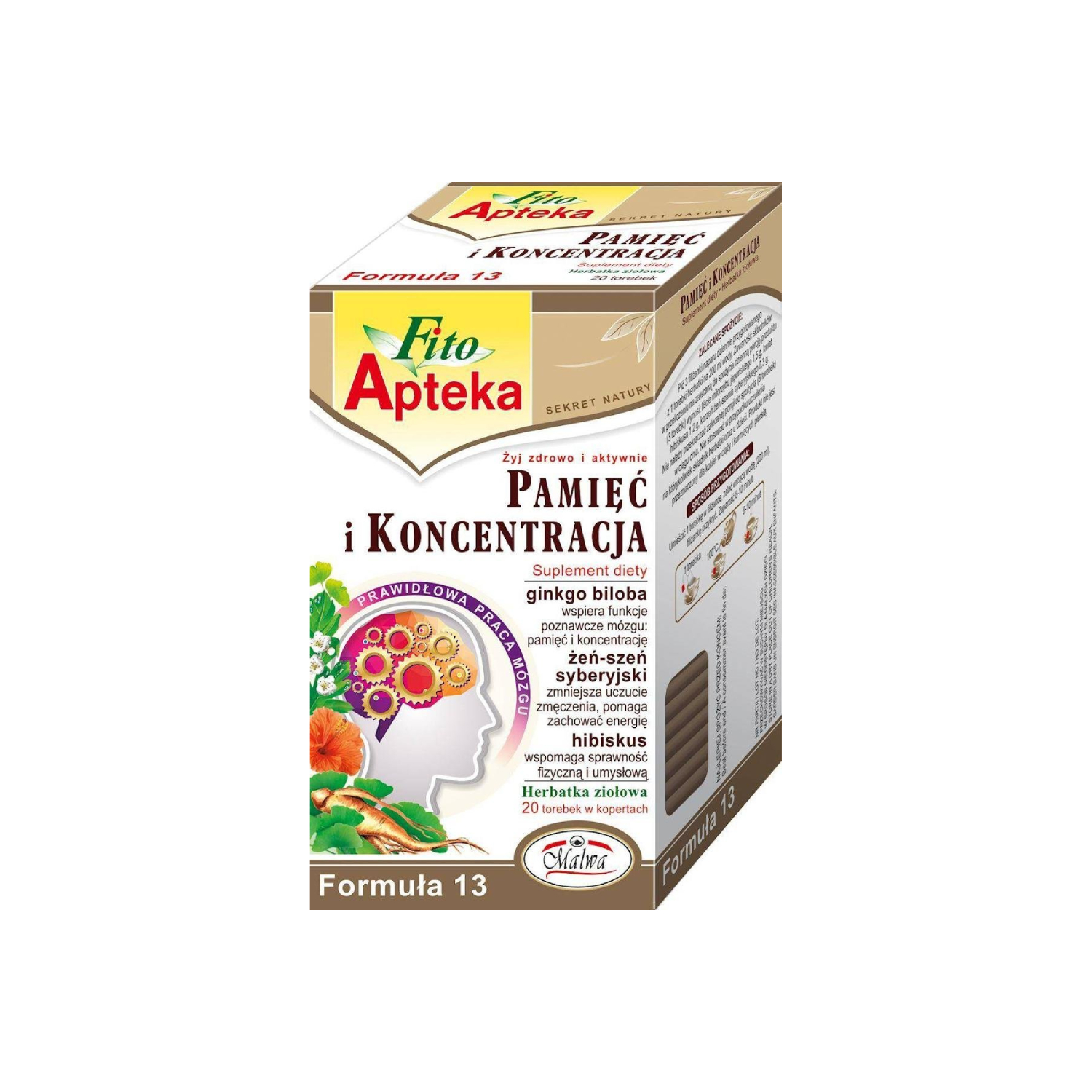 Malwa pamięć i koncentracja, formuła 13, zioła, 20 torebek