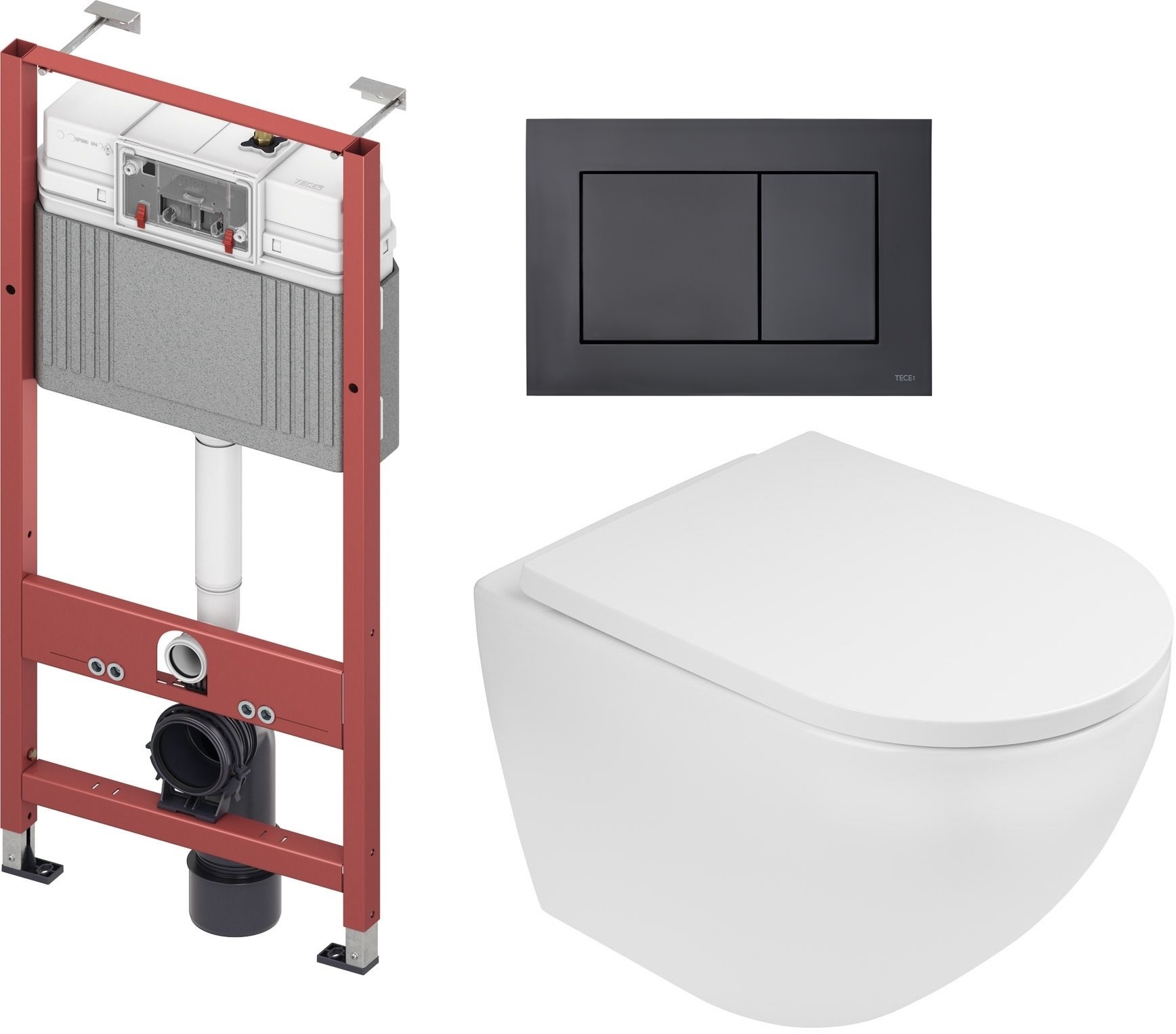 Zestaw Oltens Hamnes Stille miska WC wisząca spłukiwanie wirowe z deską wolnoopadającą i stelaż podtynkowy Tece Base z przyciskiem ... - Wysyłka w 24h