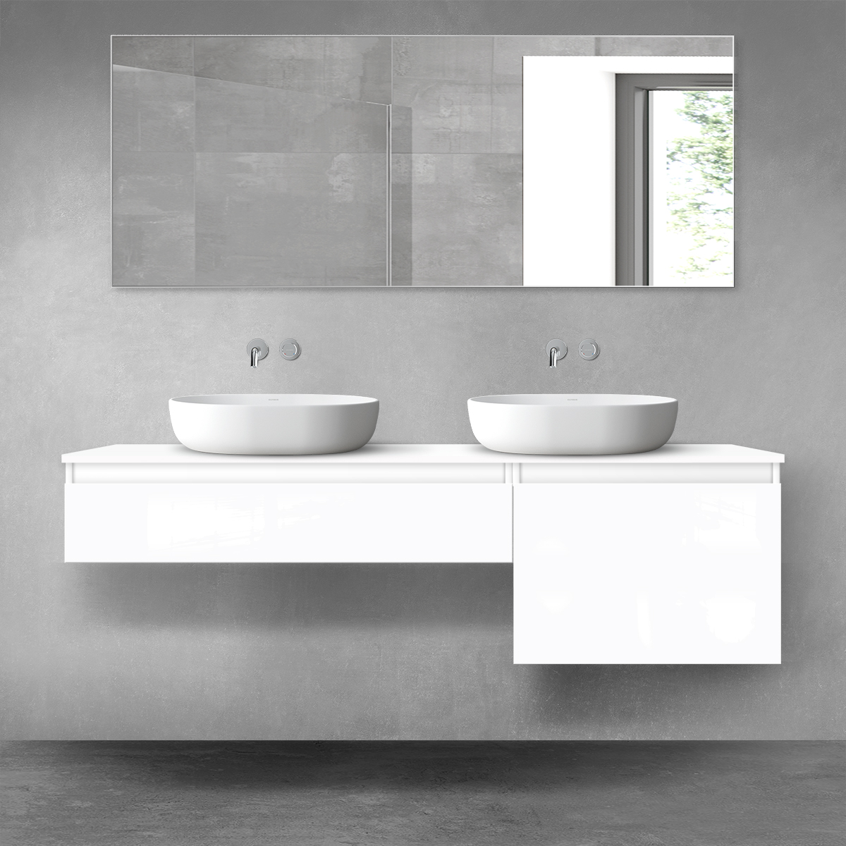 Oltens Vernal zestaw mebli łazienkowych 160 cm z blatem biały połysk 68343000 - Wysyłka w 24h