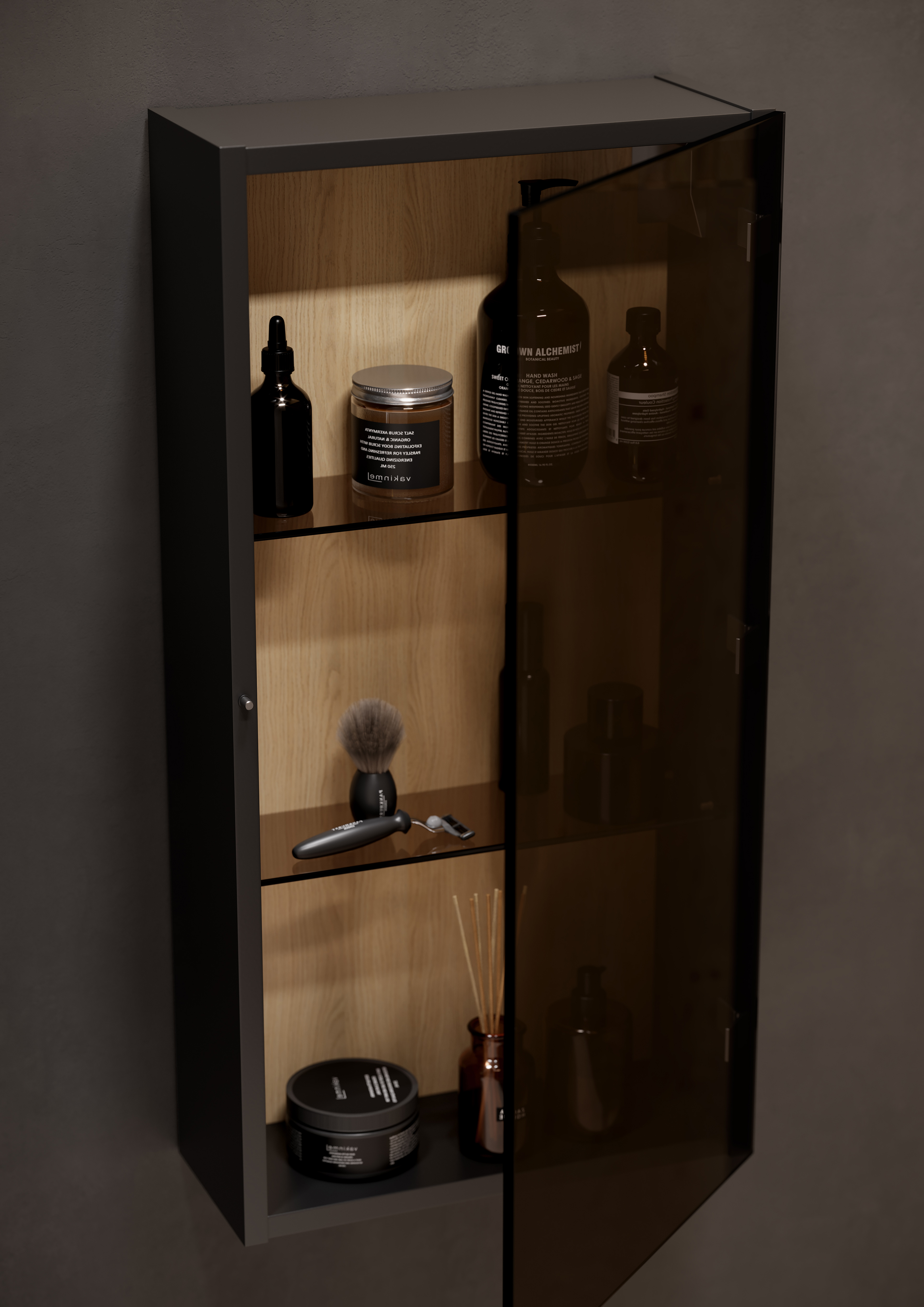 Meissen Keramik Werta szafka 40x17x79,5 cm boczna wisząca antracyt S1005-002