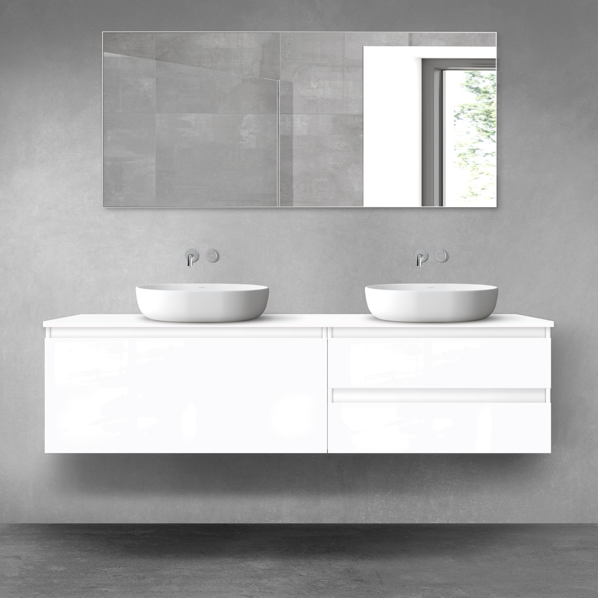 Oltens Vernal zestaw mebli łazienkowych 180 cm z blatem biały połysk 68553000 - Wysyłka w 24h