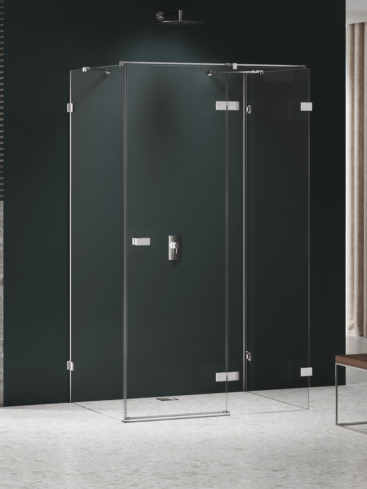 New Trendy Avexa Nickel Brushed kabina prysznicowa 120x90 cm prostokątna przyścienna prawa nikiel szczotkowany/szkło przezroczyste ...