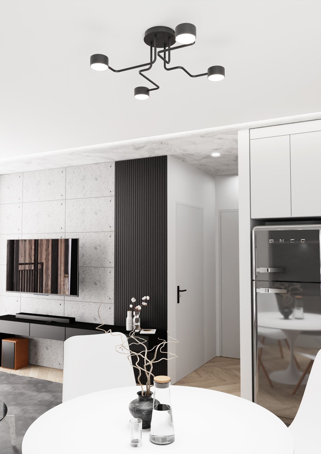 Emibig Kurage lampa podsufitowa 4x12 W czarna 1442/4