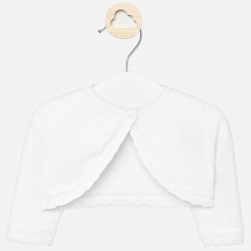 MAYORAL 318 Bolerko dla dziewczynki do chrztu białe