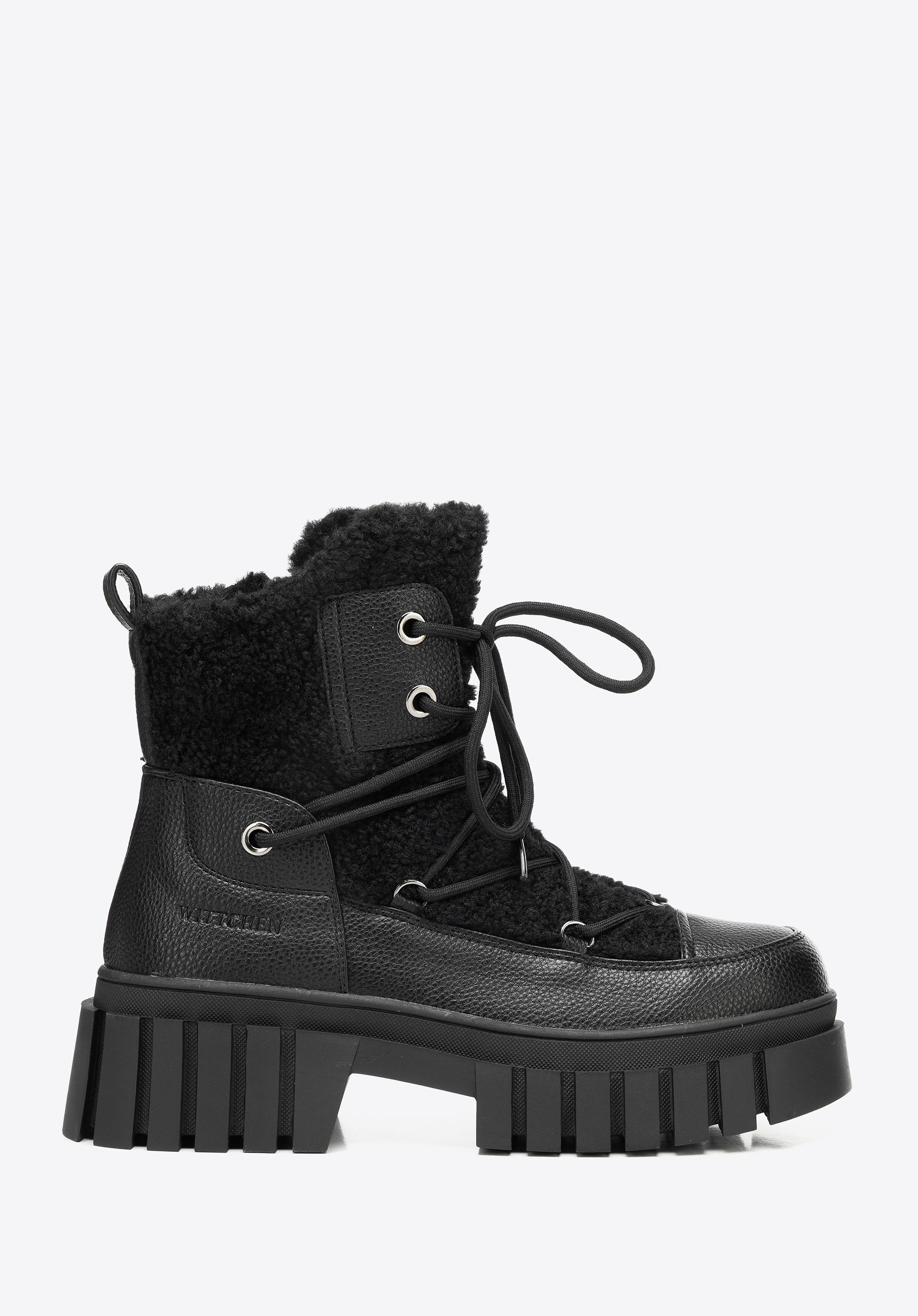 Damskie trapery z futerkiem czarne