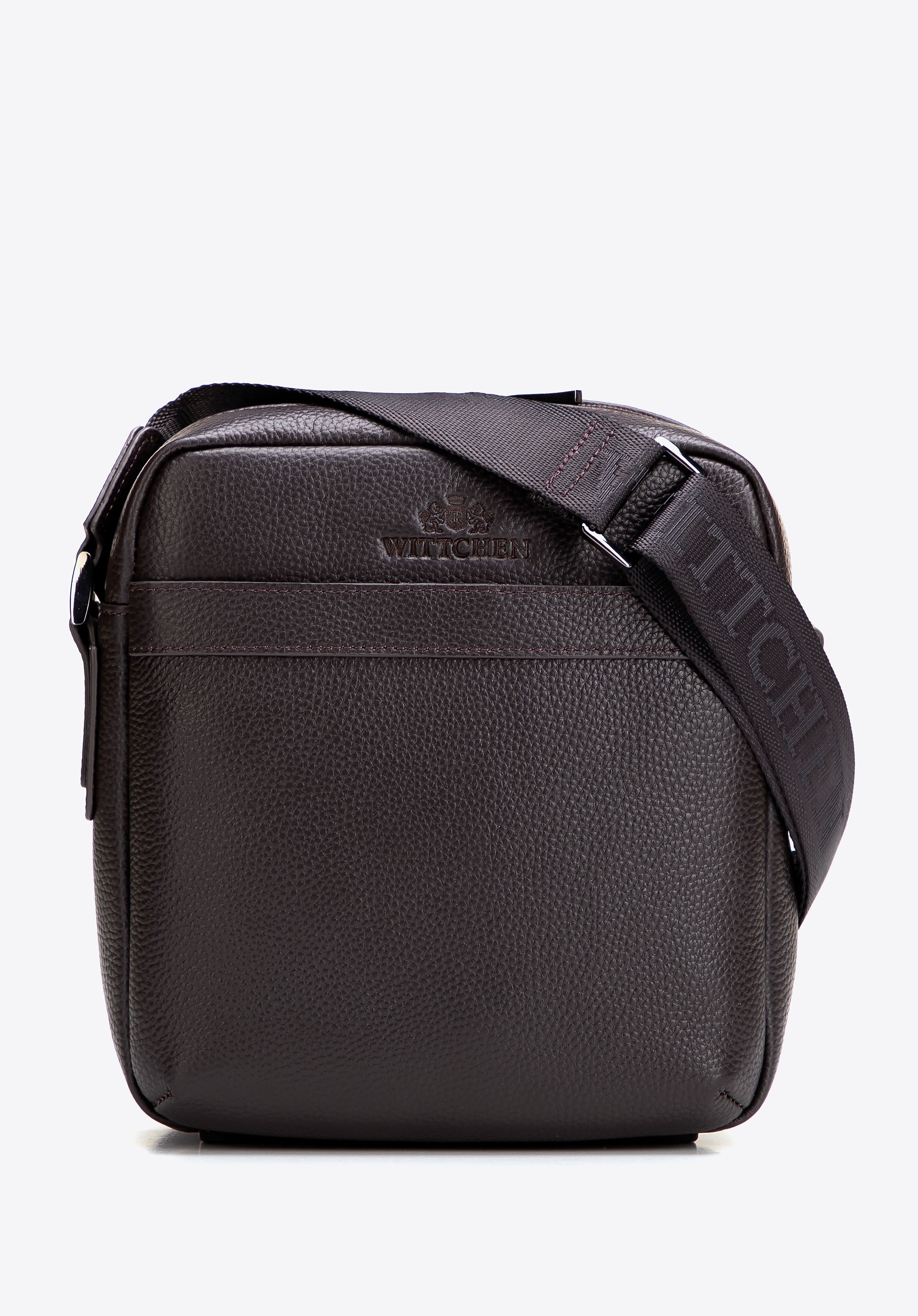 Męska listonoszka ze skóry naturalnej groszkowej brązowa