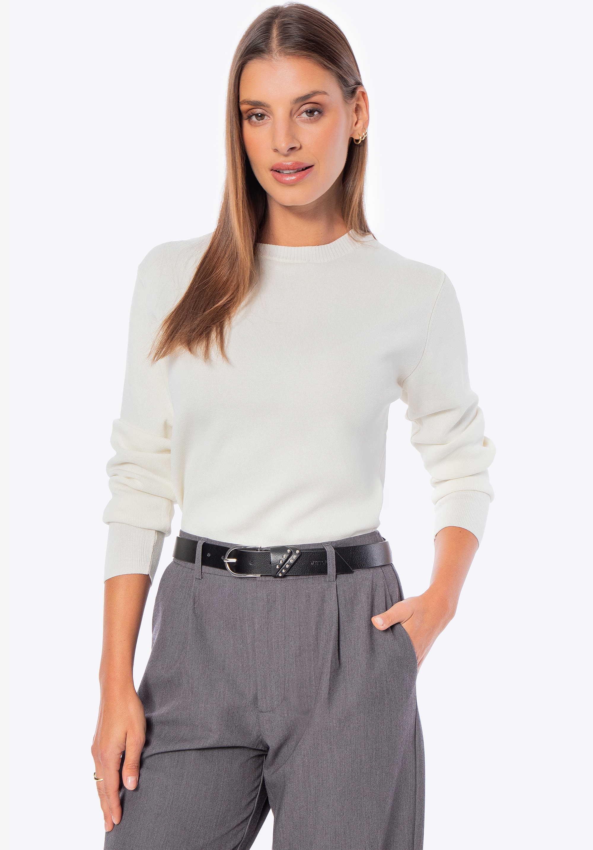 Uniwersalny sweter damski kremowy