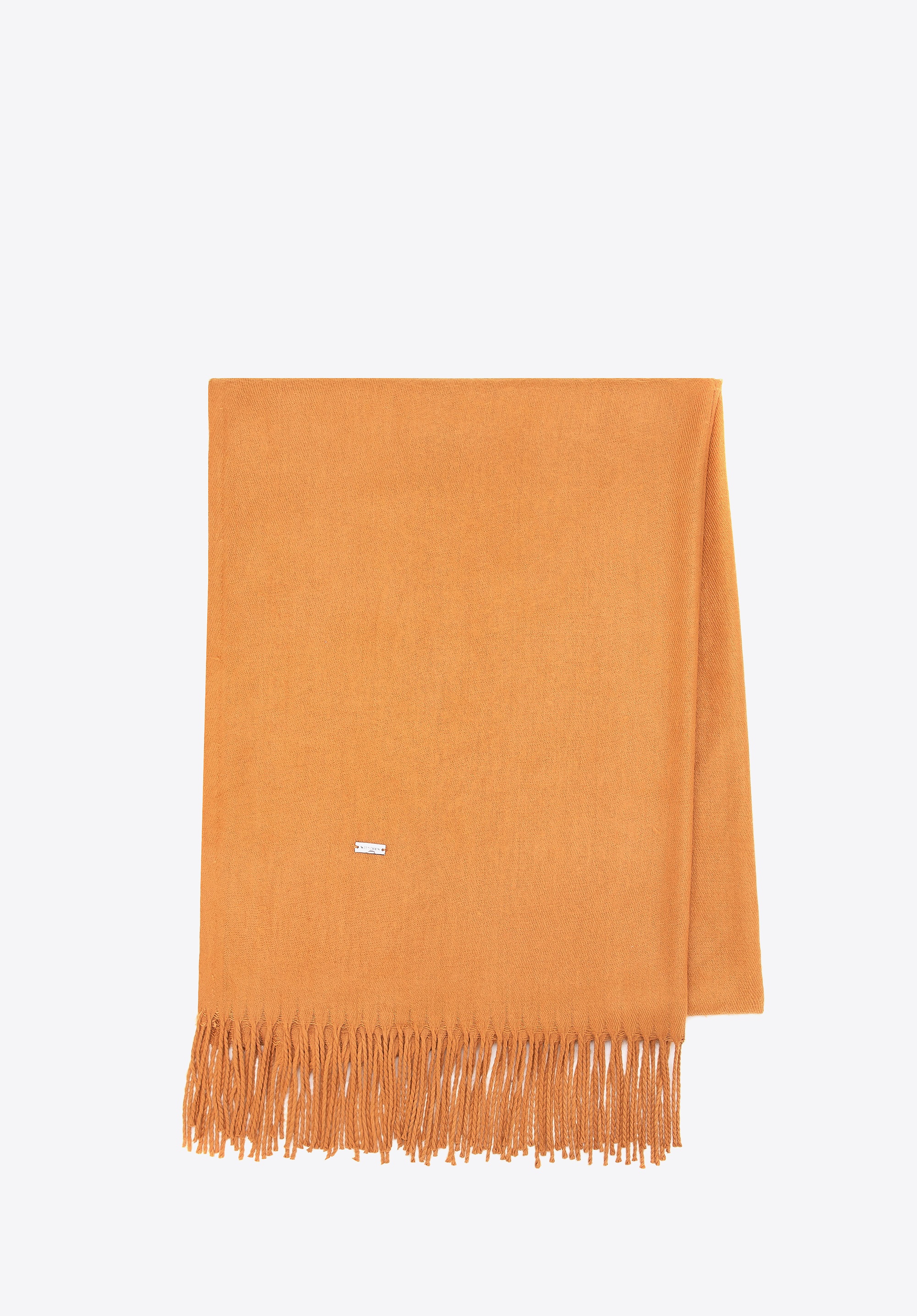 Szalik damski z frędzlami jednolity brązowy