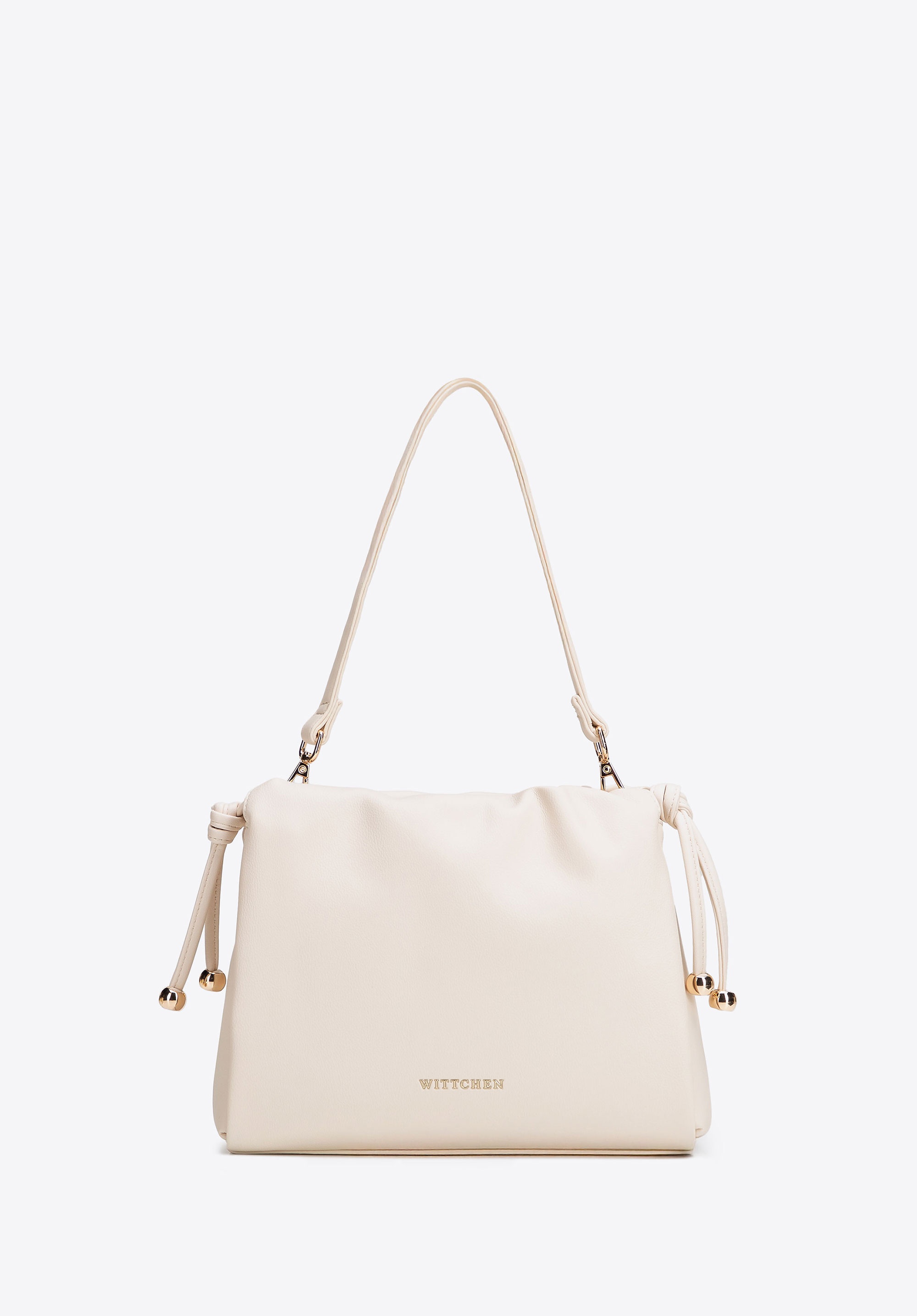 Damska listonoszka z imitacji skóry z troczkami kremowa