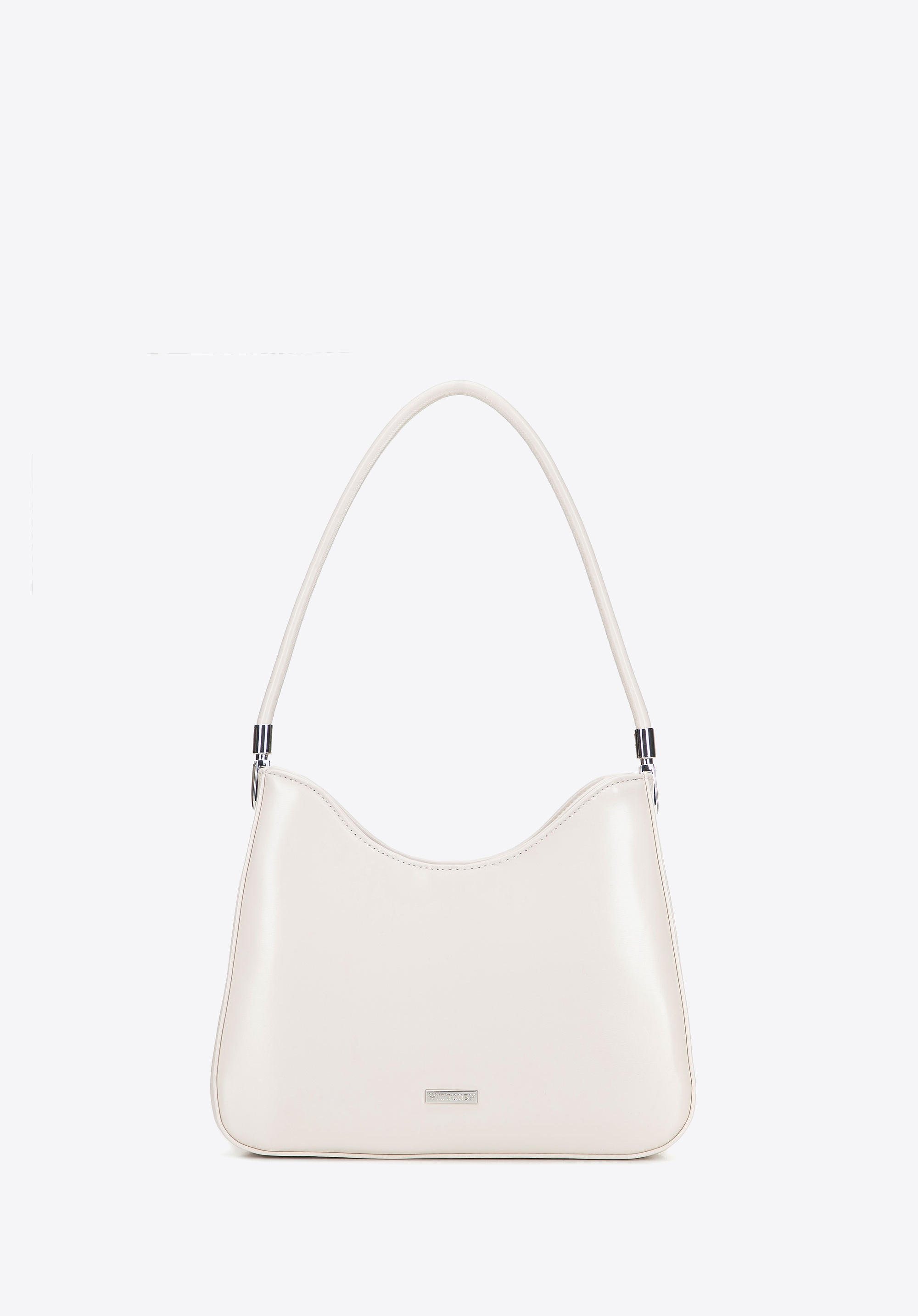 Stylowa torebka na ramię z imitacji skóry kremowa