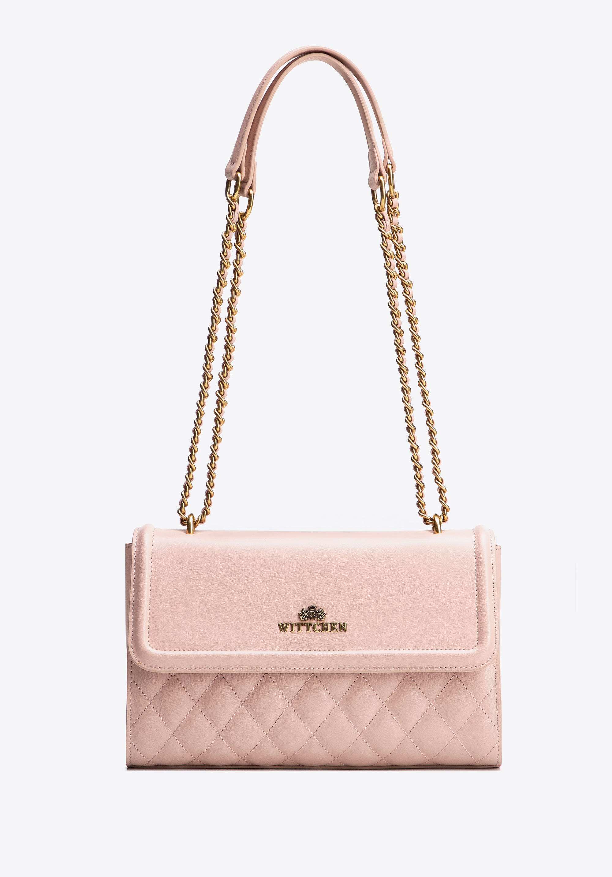 Damska listonoszka ze skóry naturalnej w pikowanie różowa