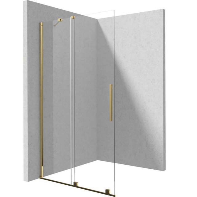 DEANTE Ścianka prysznicowa PRIZMA walk-in przesuwna 140x195 złota KTJ