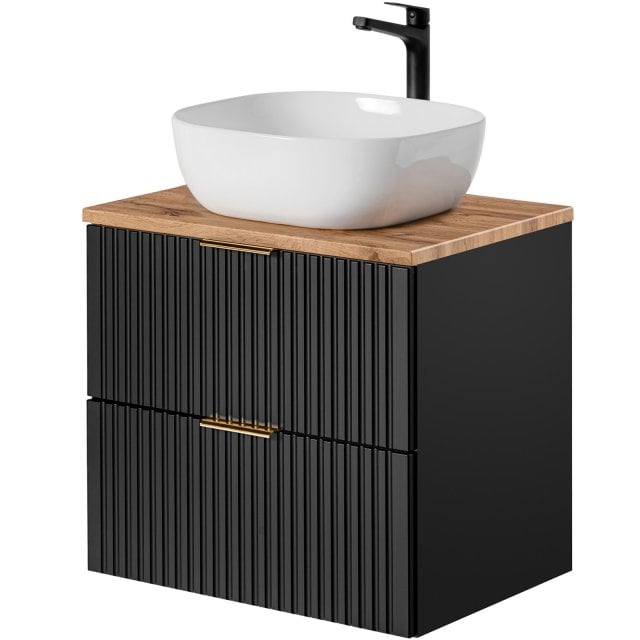 COMAD Zestaw mebli ADEL BLACK szafka z blatem WOTAN 60 cm, umywalka S