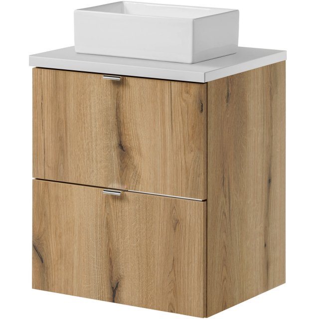 COMAD Zestaw mebli NOVA OAK szafka z blatem WHITE 50 cm, umywalka GAJ