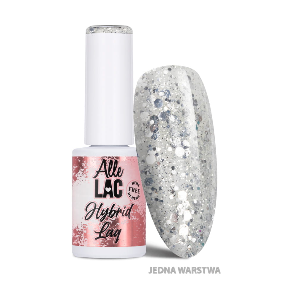 Lakier hybrydowy LED/UV Gel Polish Whites W5 Silver Glitter AlleLac HEMA/Di-HEMA Free 6g
