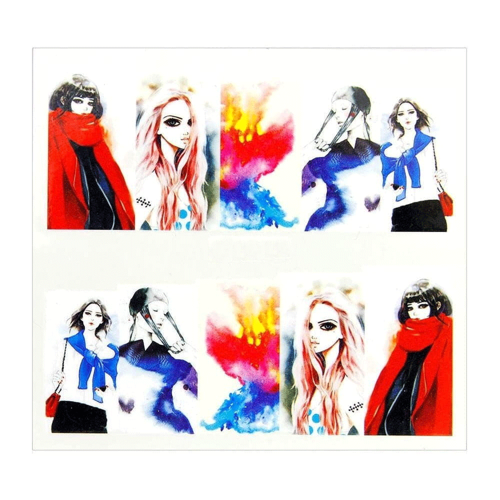 Naklejki wodne do paznokci arkusz 7 x 6,5 cm - na 10 palców Nr c104