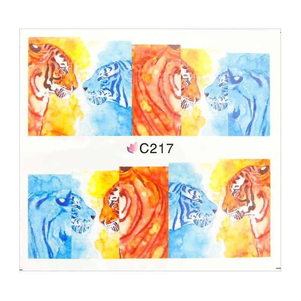 Naklejki wodne do paznokci arkusz 7 x 6,5 cm na 10 palców c Nr 217