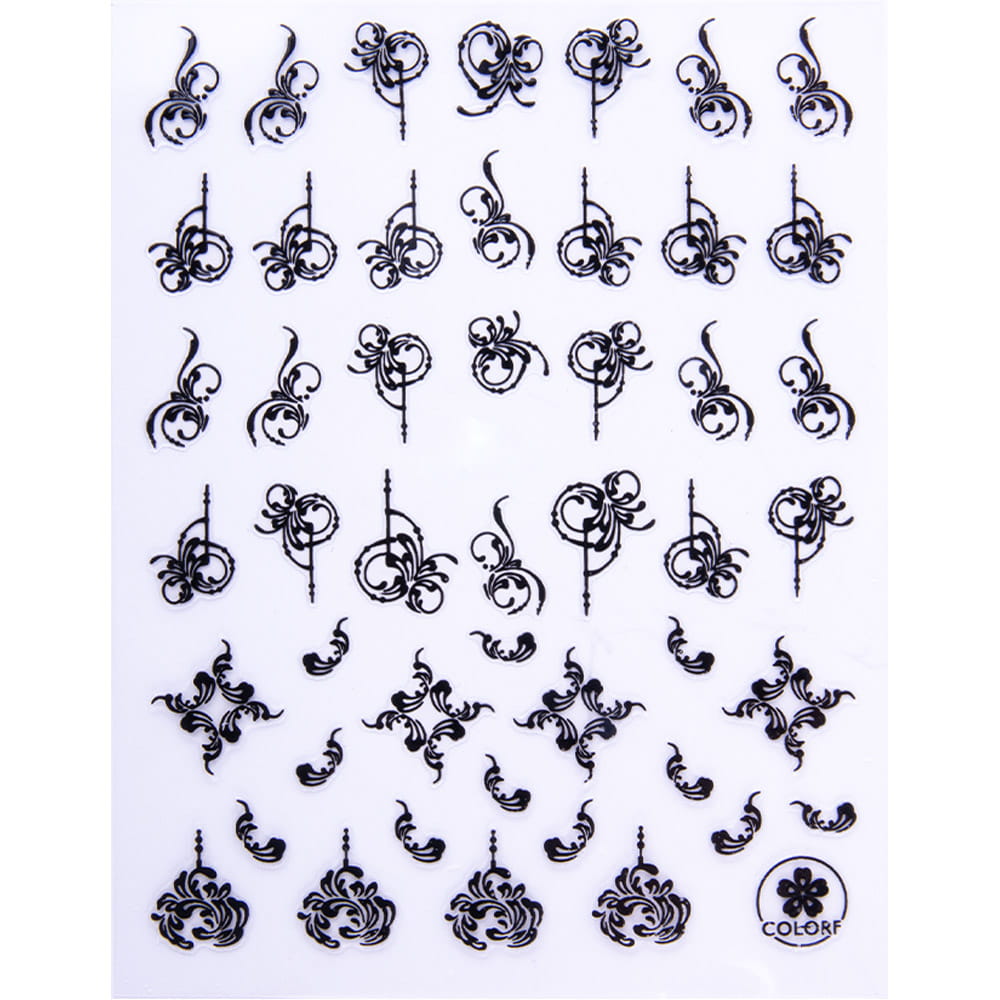 Naklejki do paznokci cienkie samoprzylepne wzory ornamenty CB-176 czarne