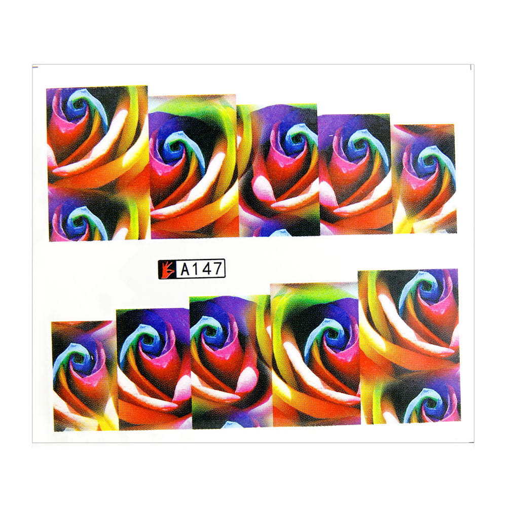 Naklejki wodne do paznokci arkusz 6,5 x 5,5 cm na 10 palców a Nr 147