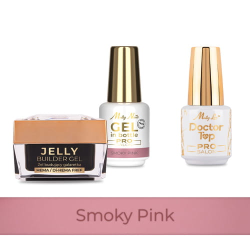 Molly Nails PRO MATCH SYSTEM 2+1 Smoky Pink 2 żele budujące + Doctor Top 15g