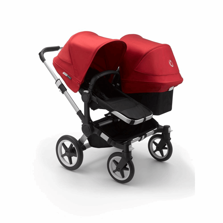 Bugaboo, Donkey3 Duo - wózek głęboko-spacerowy dla dwójki dzieci w różnym wieku -Alu -Black-Red