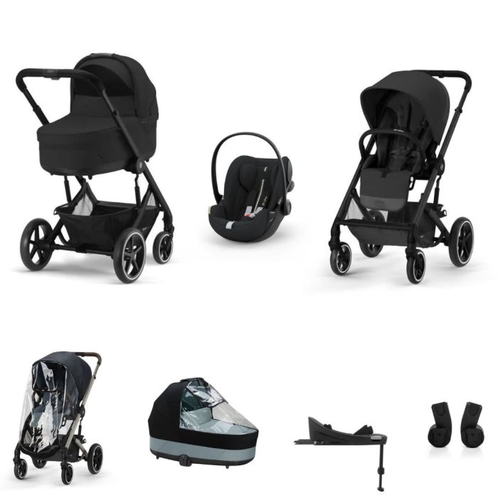 Cybex Balios S Lux Moon Black 2023 7w1 - wózek głęboko-spacerowy z fotelikiem i akcesoriami