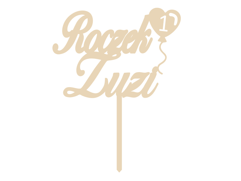 Topper napis drewniany na tort Roczek z imieniem