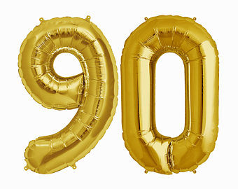 Balony Foliowe Cyfra "90", 100 cm, złoty