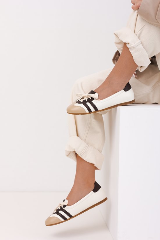 Baleriny damskie BS10/2 Cream / Brąz