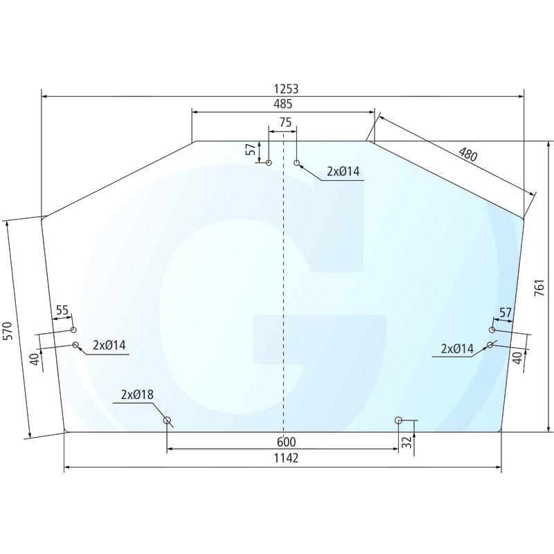 Szyba tylna gięta John Deere 6100 6900 L213351, L171335, L202528