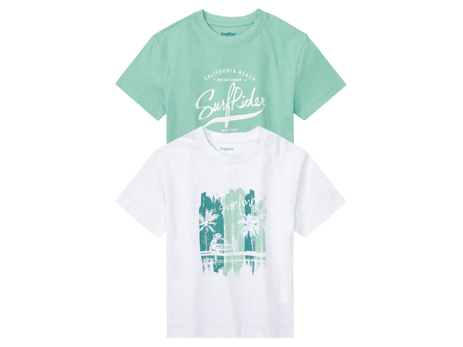 lupilu T-shirty chłopięce z bawełny, 2 sztuki 98/104, Miętowy/biały