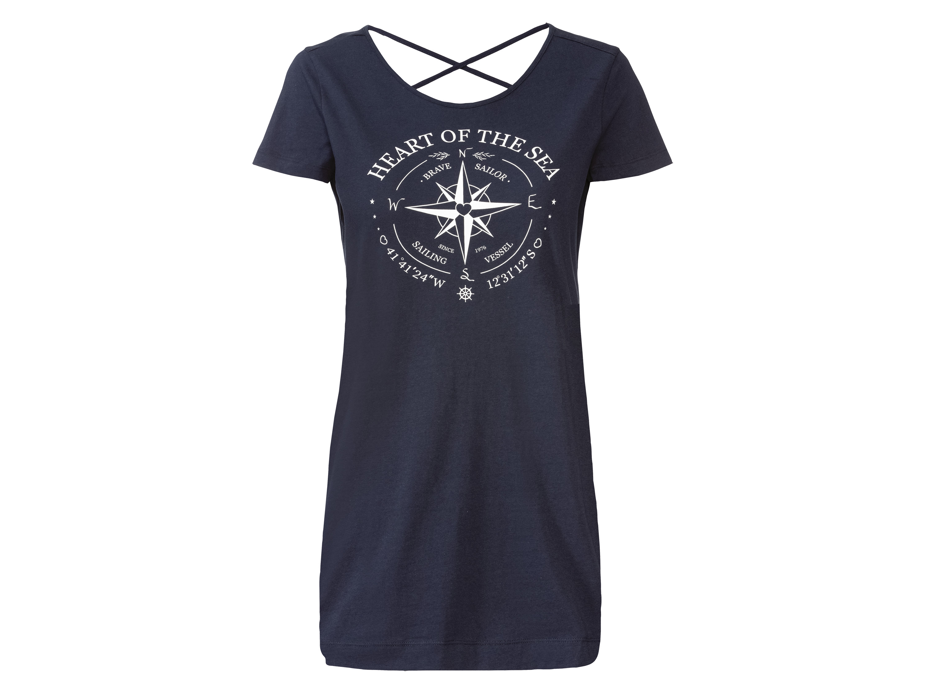 esmara Długa koszulka damska z czystej bawełny, lekko taliowana Granatowy, L44/46