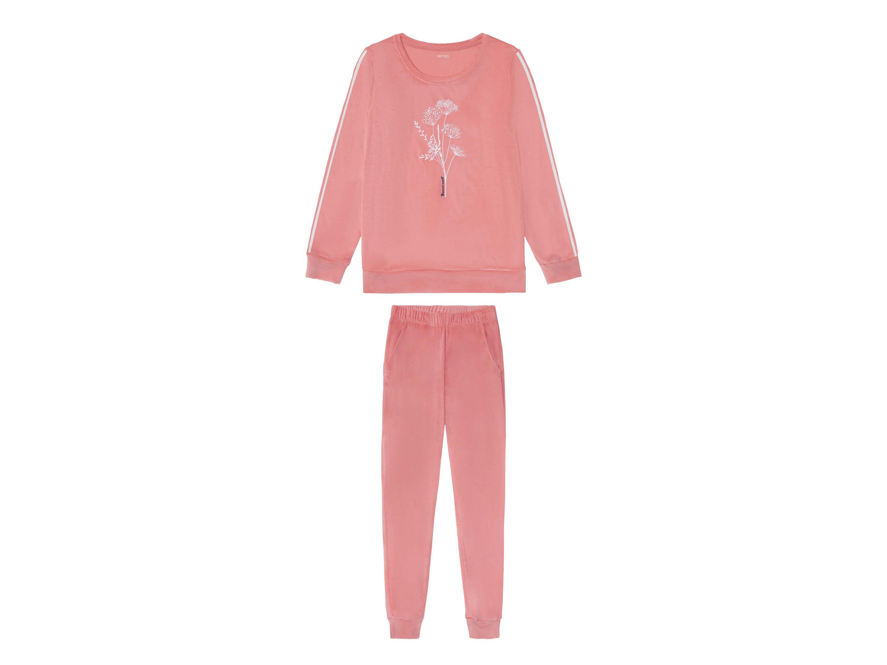 esmara Piżama damska z weluru koszulka + spodnie Różowy, XS 32/34