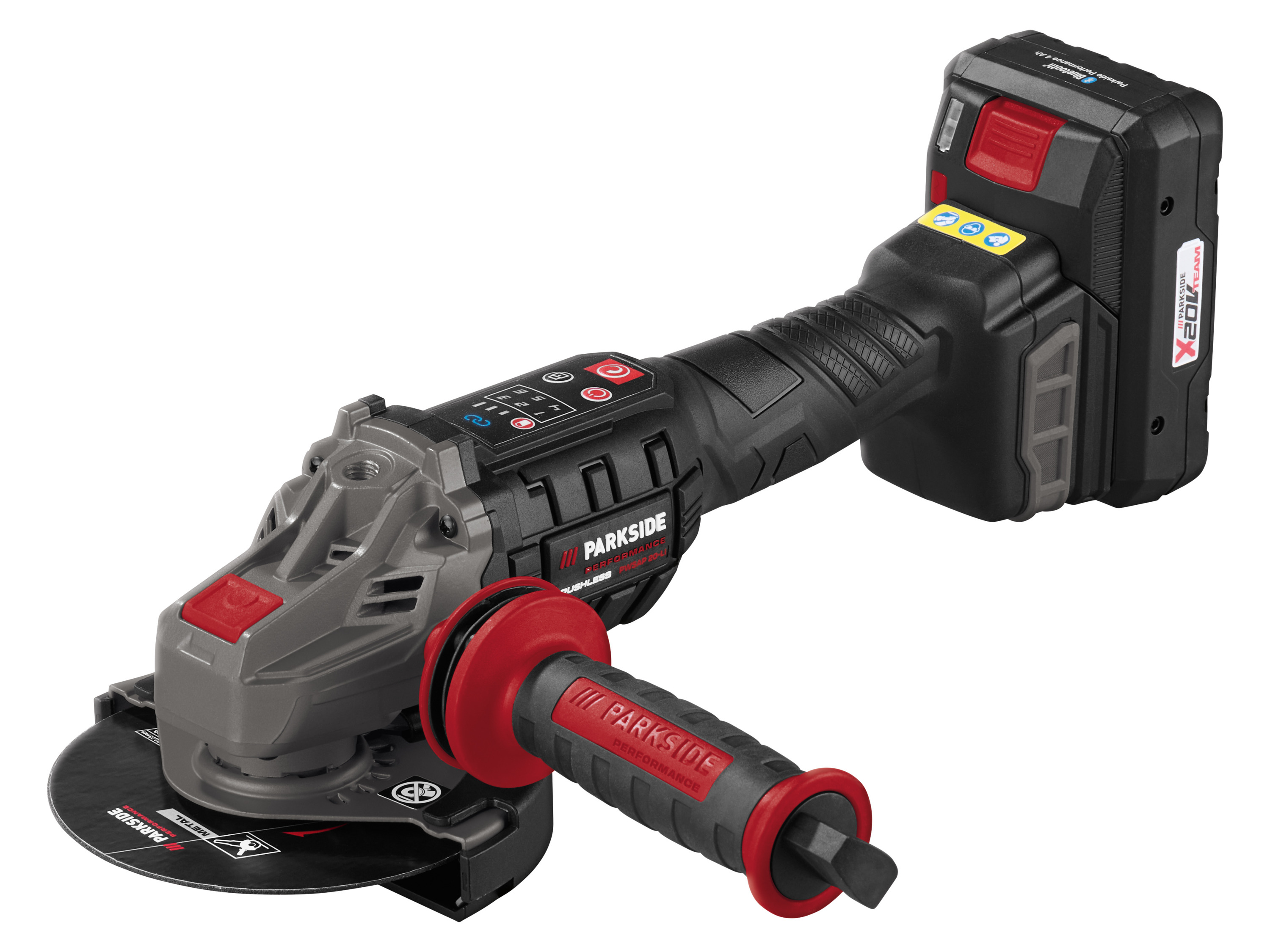 Parkside Performance Akumulatorowa szlifierka kątowa 20 V, Pwsap 20-Li F6 z akumulatorem i ładowarką