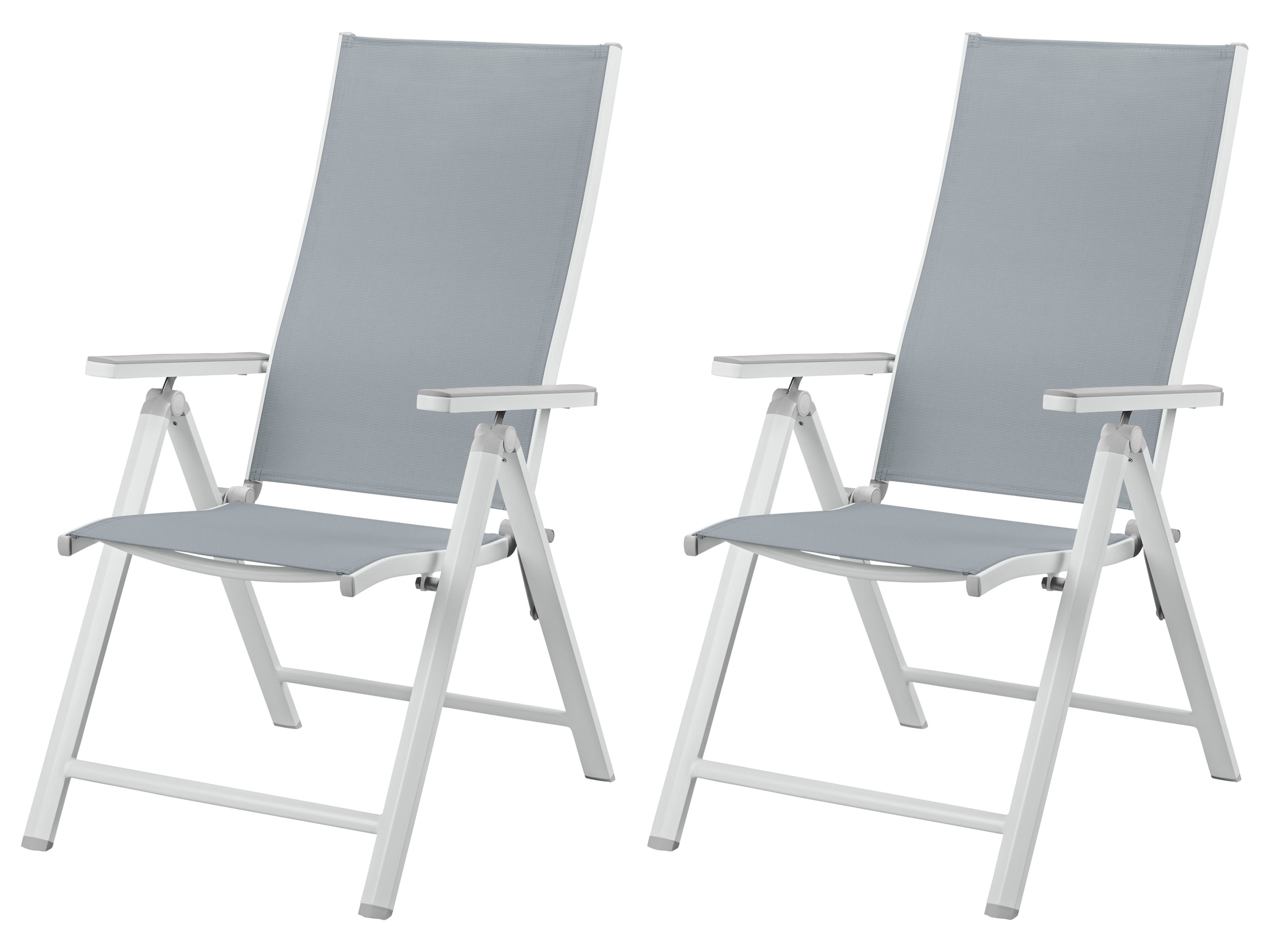 Livarno home Zestaw 2 aluminiowych foteli ogrodowych Houston, biały/ jasnoszary