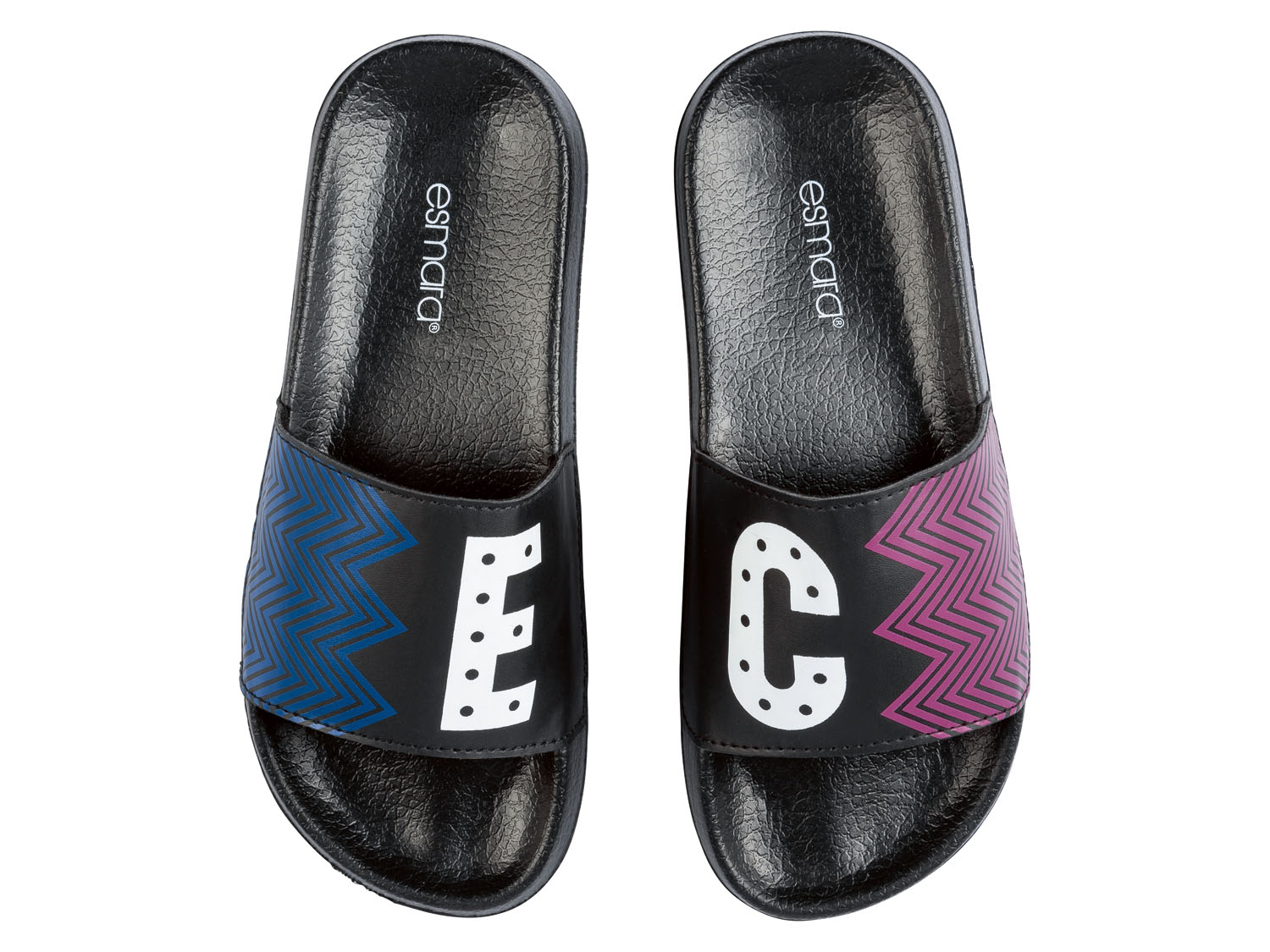 esmara Klapki kąpielowe damskie z motywem „Electric Castle” czarny/niebieski/różowy, 37