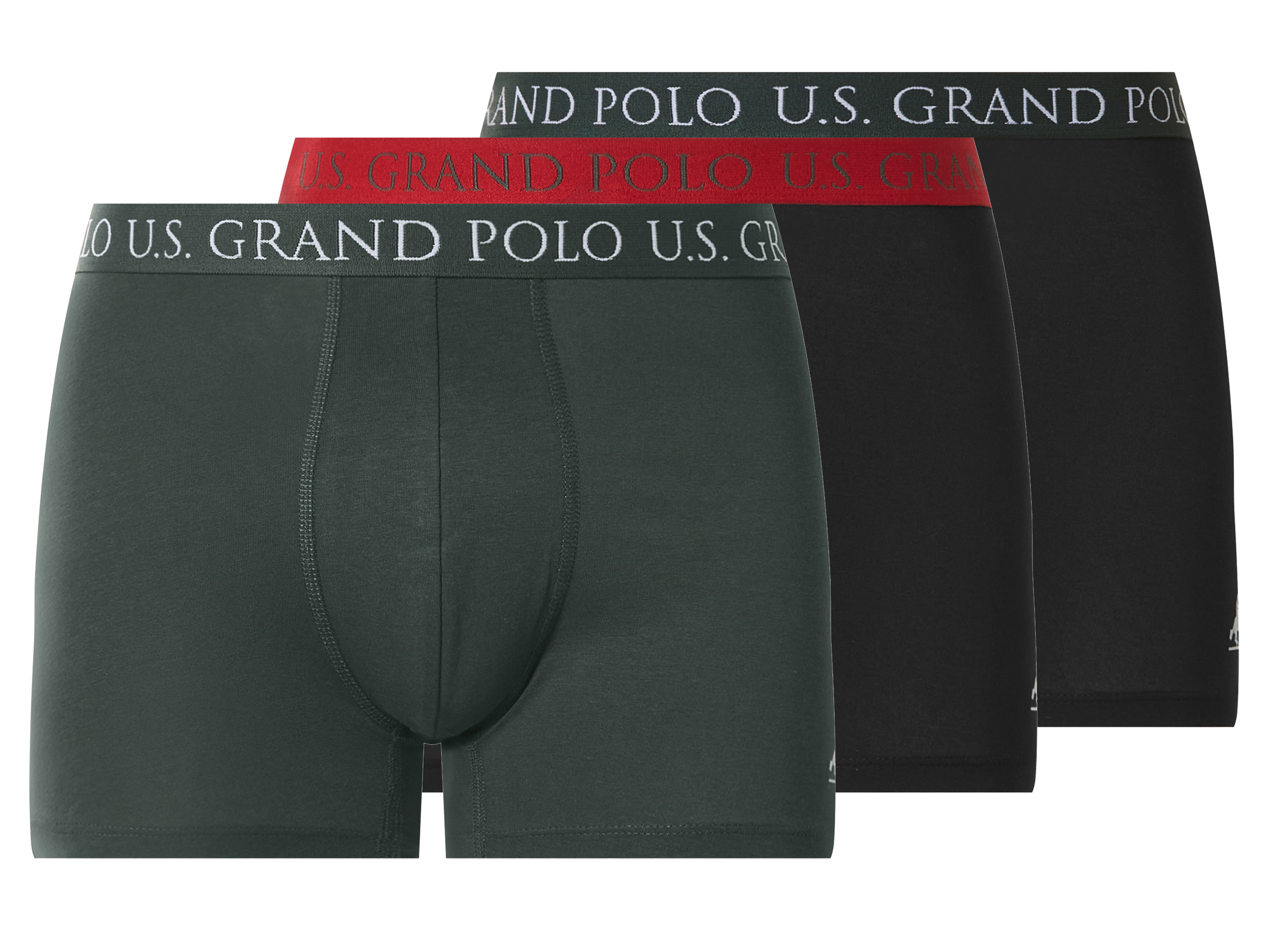 esmara Men U.s. Grand Polo Bokserki męskie z bawełną, 3 pary Czarny/ zielony, 4/S