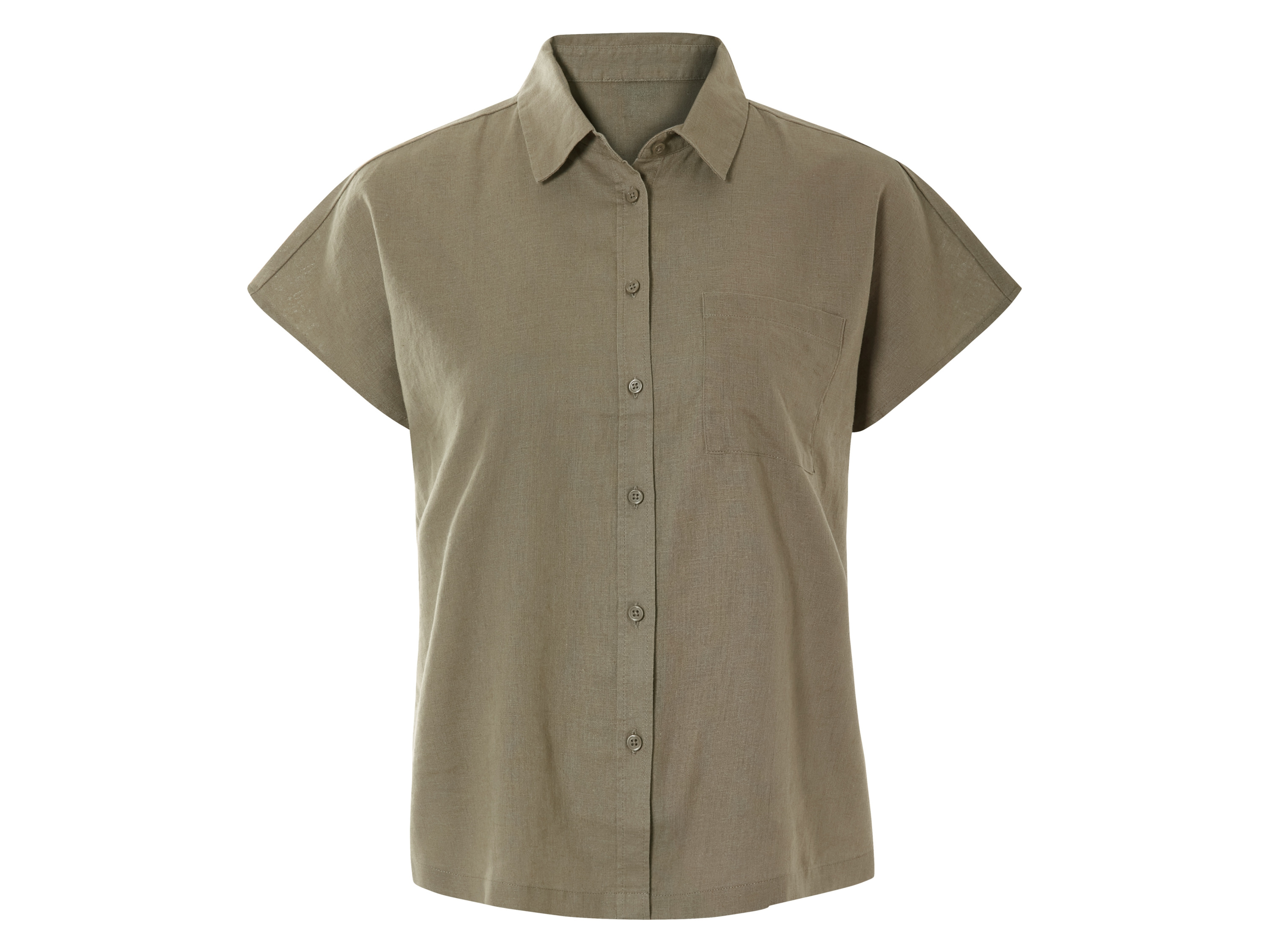 esmara Koszula damska z lnem i bawełną Oliwkowy, 38