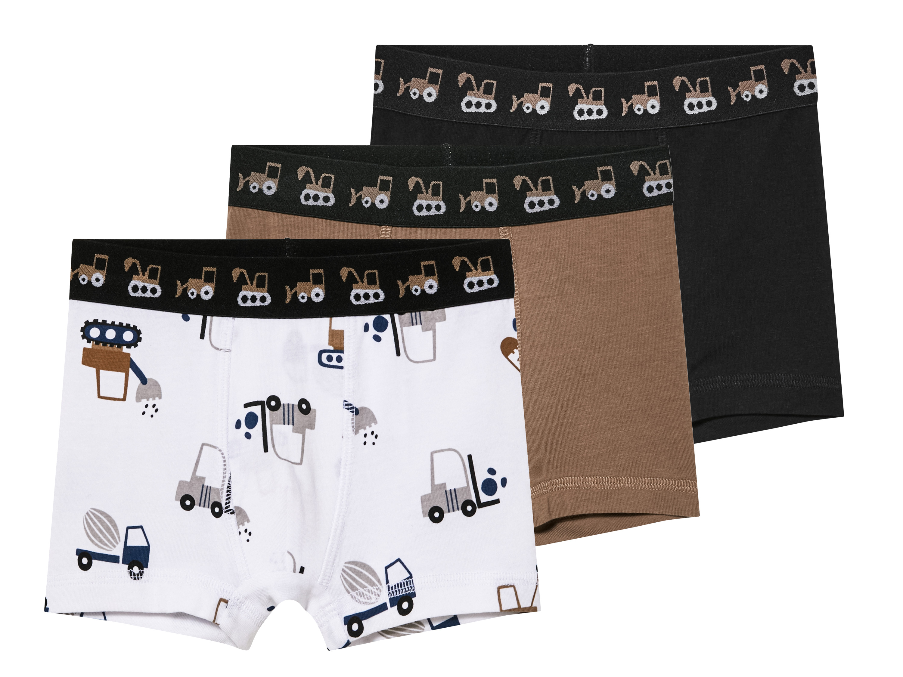 lupilu Bokserki dziecięce z bawełną organiczną, 3 pary czarny/brązowy/biały, 98/104