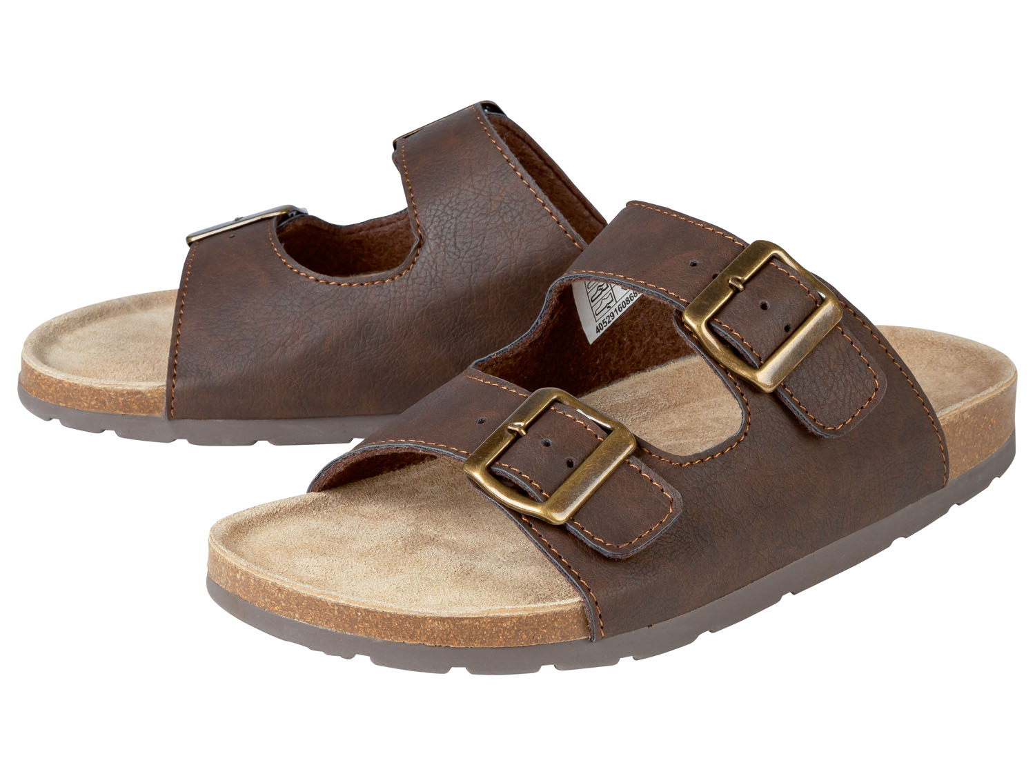 footflexx Klapki męskie, z regulowanymi klamrami, 1 para 42, Brązowy