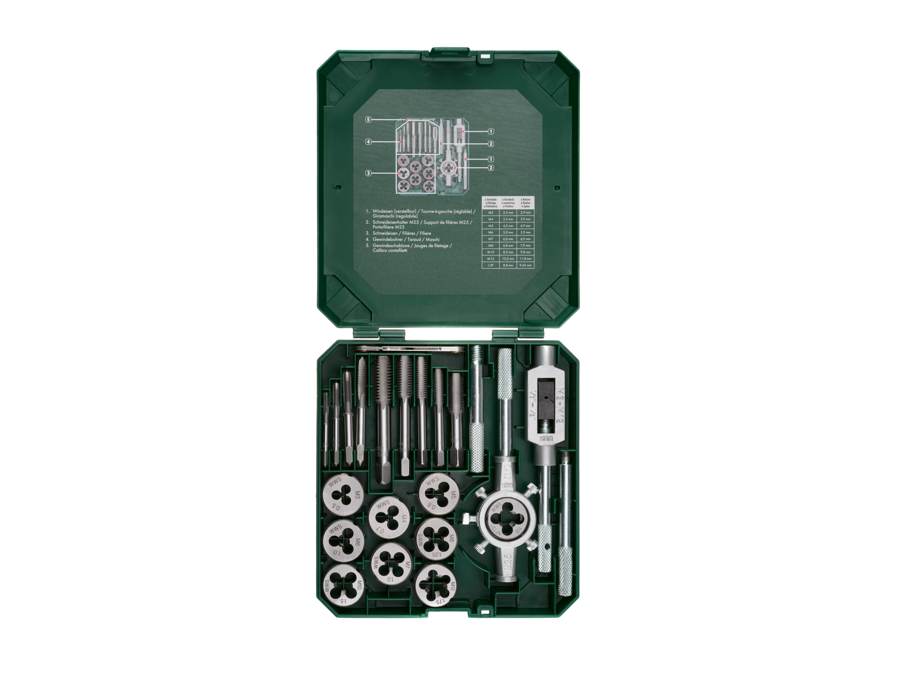 Parkside Zestaw gwintowników i narzynek, 21 elementów