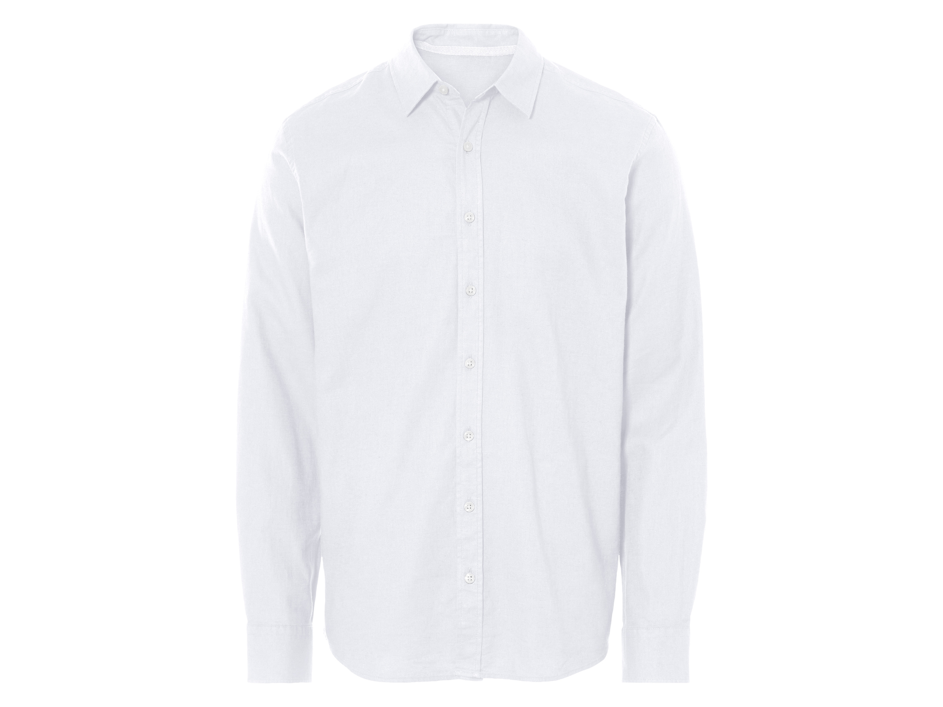 Livergy Koszula męska z lnem i bawełną Biały, XXL 45/46