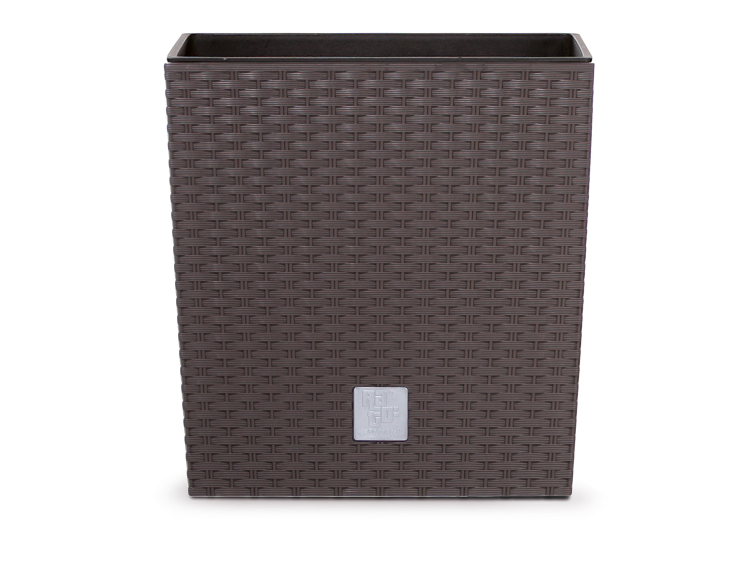 Prosperplast Donica Rato Low, o wyglądzie rattanu Brązowy, 320x320x325 mm