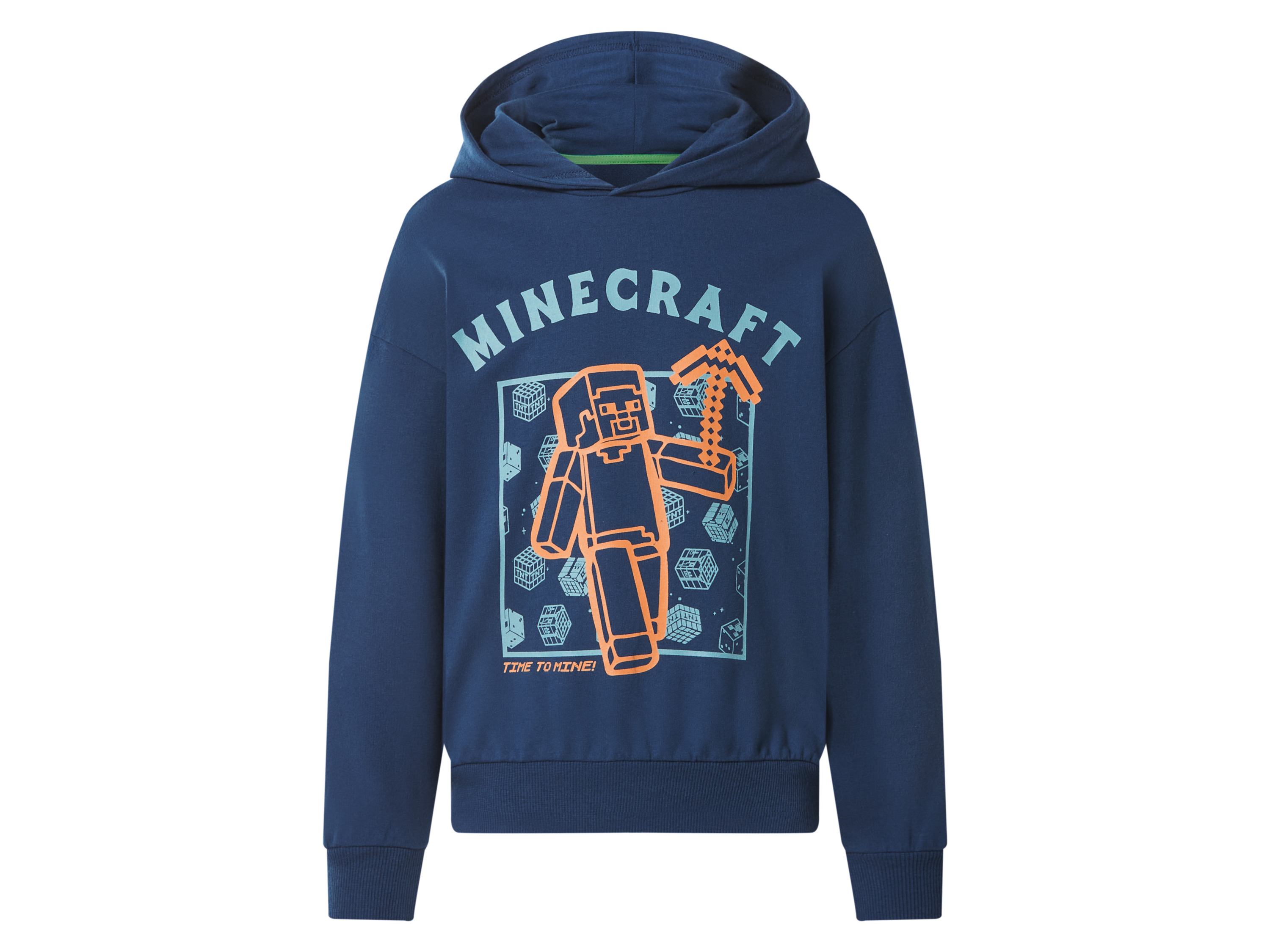 Bluza młodzieżowa z kapturem Minecraft niebieski, 158/164