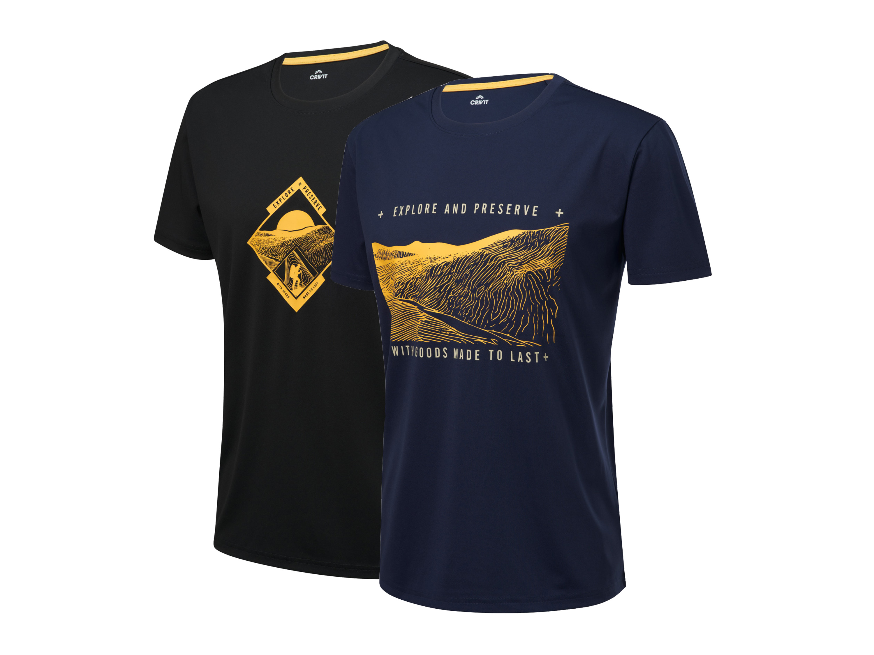 Crivit Koszulka funkcyjna męska, 2 sztuki Czarny/ granatowy, M 48/50