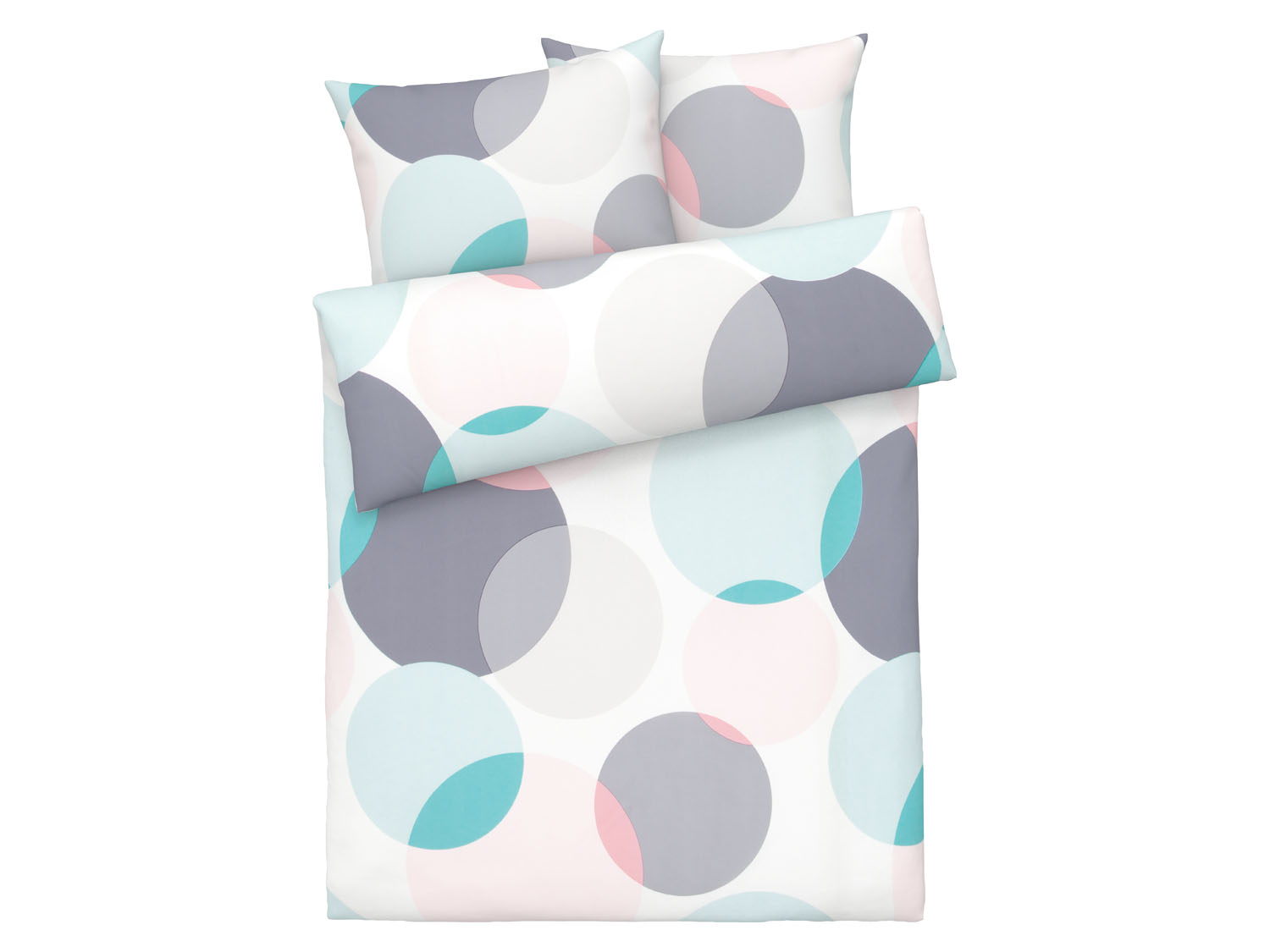 Livarno home Pościel z mikrowłókna satynowego, 160 x 200 cm W koła szary/ różowy