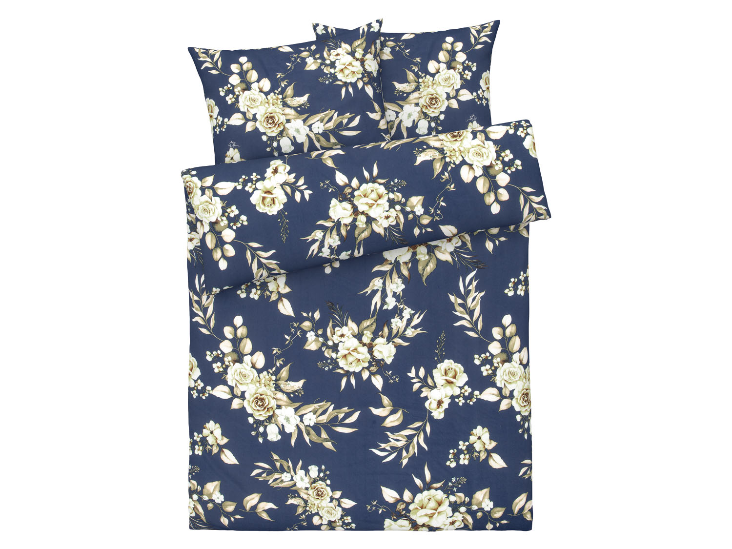 Livarno home Pościel z mikrowłókna satynowego, 220 x 200 cm W kwiaty turkusowy/ kremowy